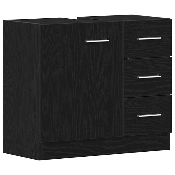 Waschbeckenunterschrank Schwarz Eichenoptik 63 cm