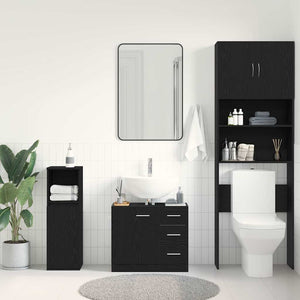 Waschbeckenunterschrank Schwarz Eichenoptik 63 cm
