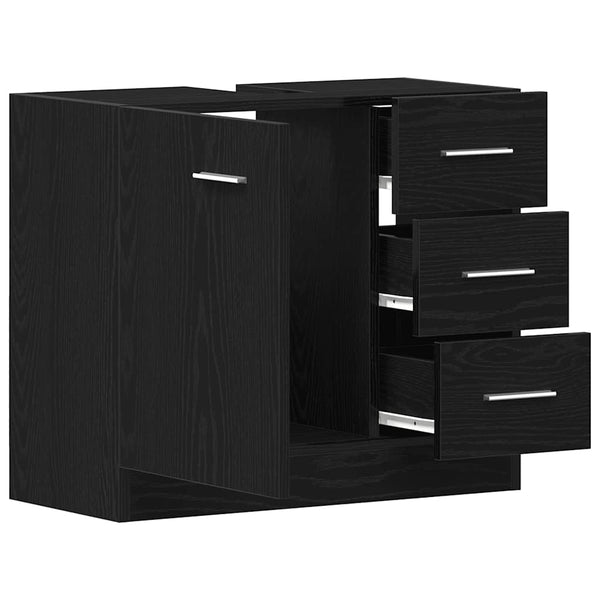 Waschbeckenunterschrank Schwarz Eichenoptik 63 cm