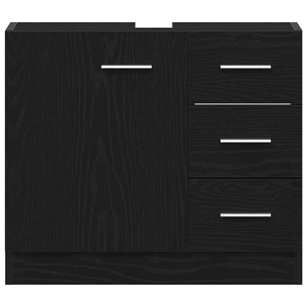 Waschbeckenunterschrank Schwarz Eichenoptik 63 cm