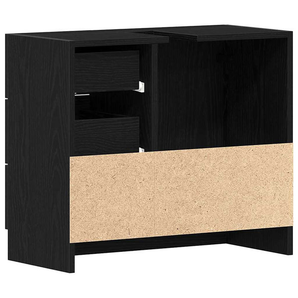 Waschbeckenunterschrank Schwarz Eichenoptik 63 cm