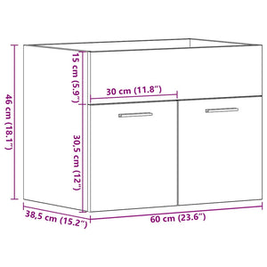 Waschbeckenunterschrank Schwarz Eiche 60 cm