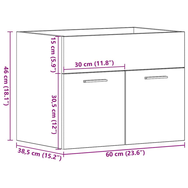 Waschbeckenunterschrank Schwarz Eiche 60 cm