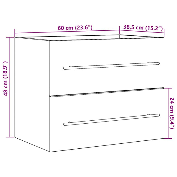 Waschbeckenunterschrank Schwarz Eiche 60cm