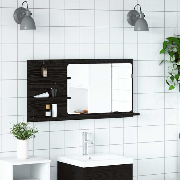 Badezimmer Spiegelschrank, Schwarze Eiche, 90cm