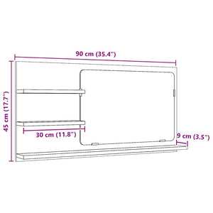 Badezimmer Spiegelschrank, Schwarze Eiche, 90cm