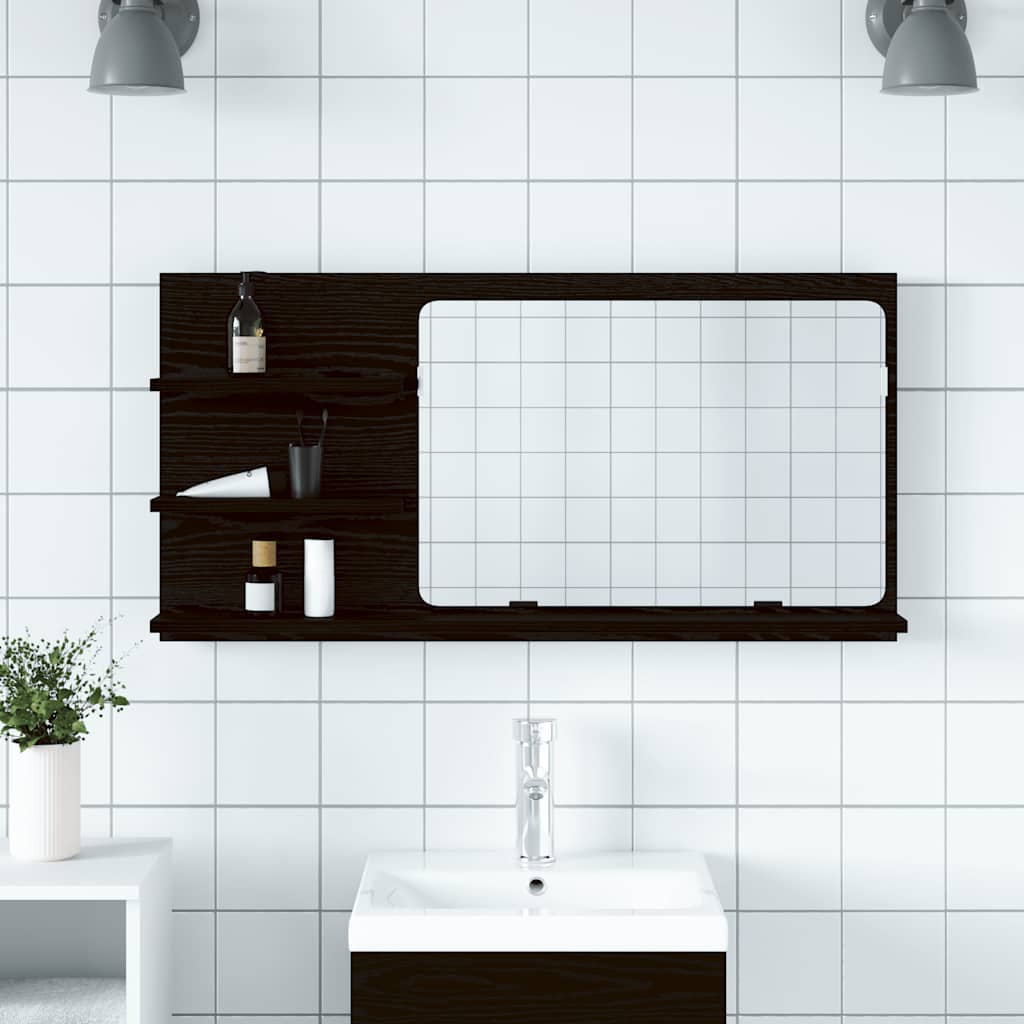 Badezimmer Spiegelschrank, Schwarze Eiche, 90cm