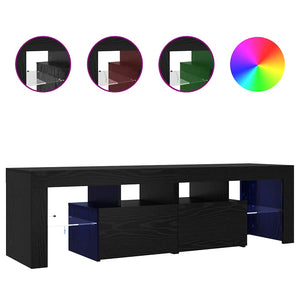 TV-Schrank Schwarz Eichenoptik mit LED