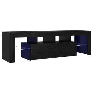 TV-Schrank Schwarz Eichenoptik mit LED