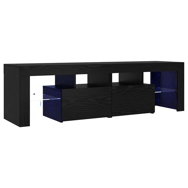 TV-Schrank Schwarz Eichenoptik mit LED