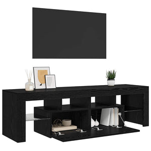 TV-Schrank Schwarz Eichenoptik mit LED