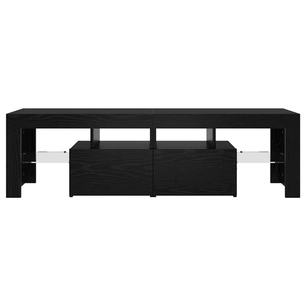 TV-Schrank Schwarz Eichenoptik mit LED
