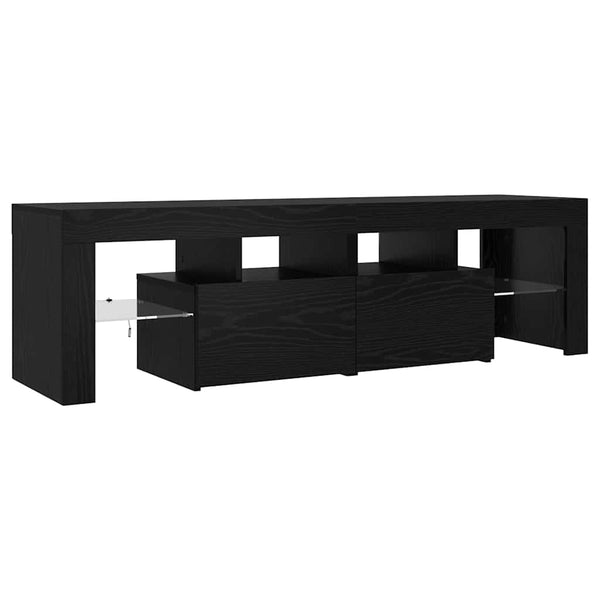 TV-Schrank Schwarz Eichenoptik mit LED
