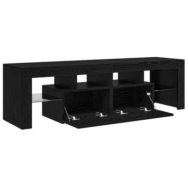 TV-Schrank Schwarz Eichenoptik mit LED