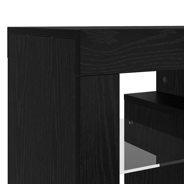 TV-Schrank Schwarz Eichenoptik mit LED