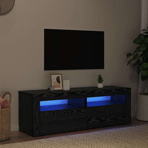 TV-Schrank mit LED Schwarz Eichen-Optik 120 cm