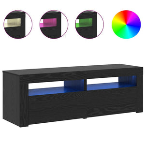 TV-Schrank mit LED Schwarz Eichen-Optik 120 cm