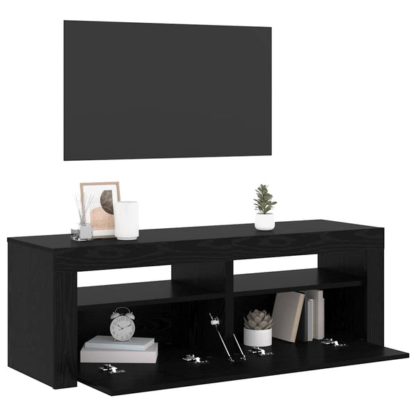 TV-Schrank mit LED Schwarz Eichen-Optik 120 cm
