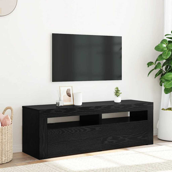 TV-Schrank mit LED Schwarz Eichen-Optik 120 cm