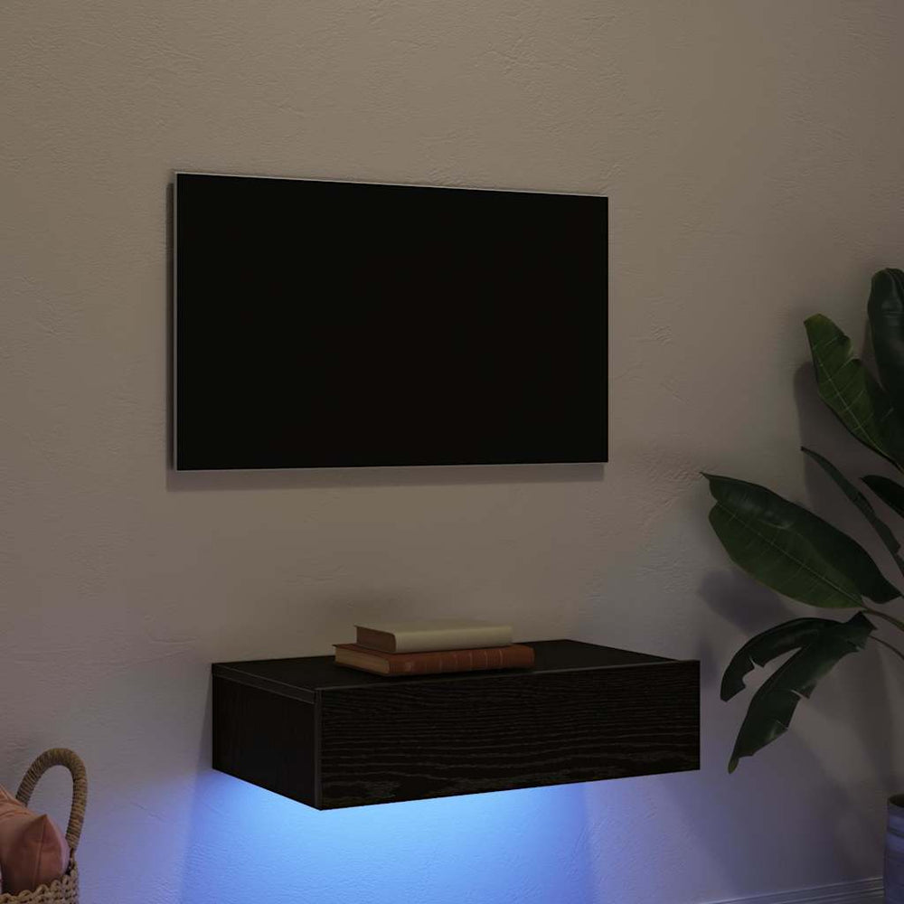 TV-Schrank mit LED Schwarze Eiche 60cm