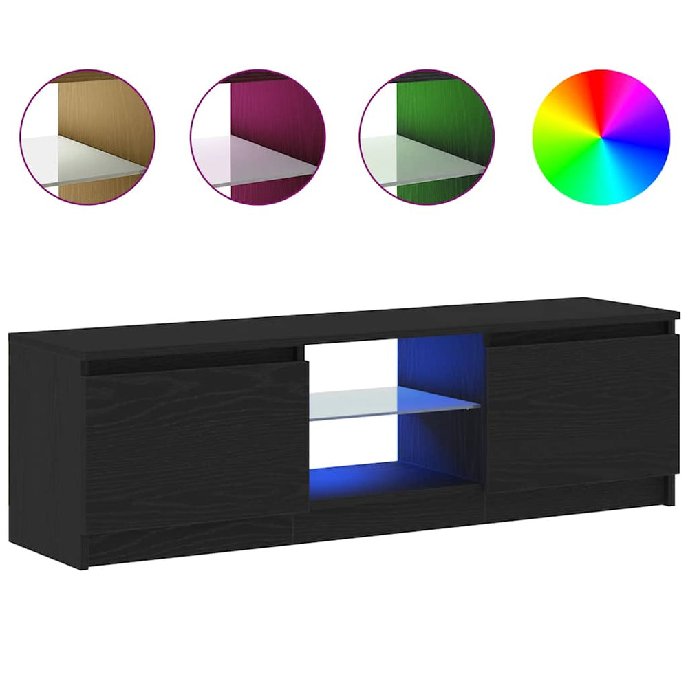 TV-Schrank Schwarz Eichen-Optik mit LED