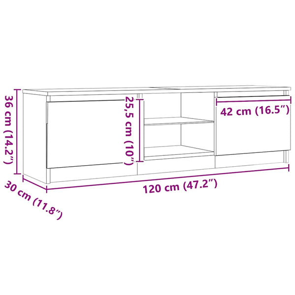 TV-Schrank Schwarz Eichen-Optik mit LED