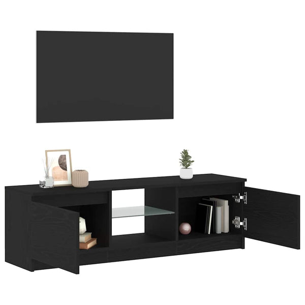 TV-Schrank Schwarz Eichen-Optik mit LED