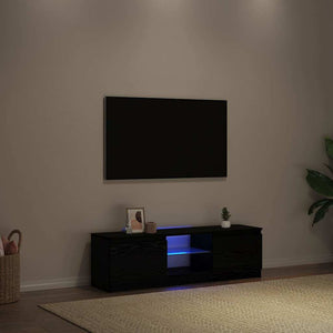 TV-Schrank Schwarz Eichen-Optik mit LED