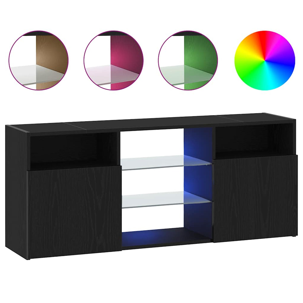 TV-Schrank mit LED Schwarz Eichen-Optik 120 cm