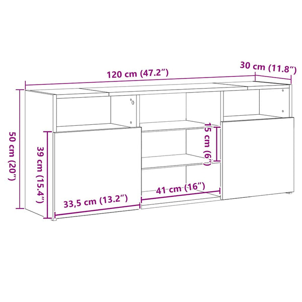 TV-Schrank mit LED Schwarz Eichen-Optik 120 cm