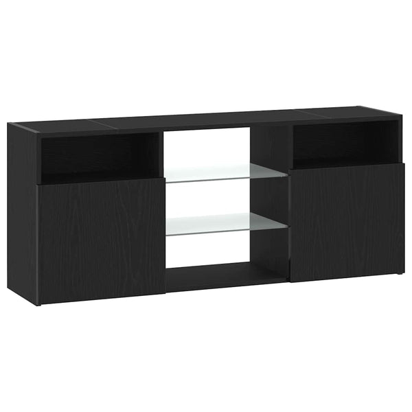 TV-Schrank mit LED Schwarz Eichen-Optik 120 cm