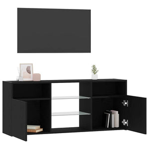 TV-Schrank mit LED Schwarz Eichen-Optik 120 cm