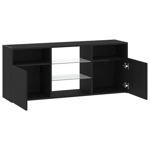 TV-Schrank mit LED Schwarz Eichen-Optik 120 cm