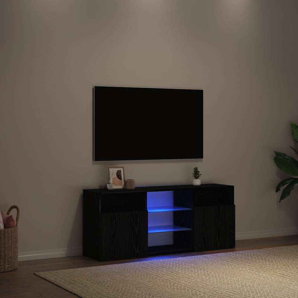 TV-Schrank mit LED Schwarz Eichen-Optik 120 cm