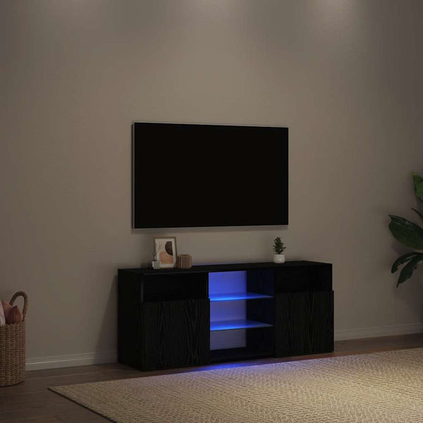 TV-Schrank mit LED Schwarz Eichen-Optik 120 cm