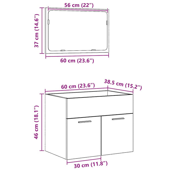Badmöbel Set Altholz Optik, 2-teilig