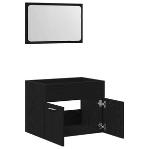 2-tlg. Badmöbel Set Schwarz Eiche