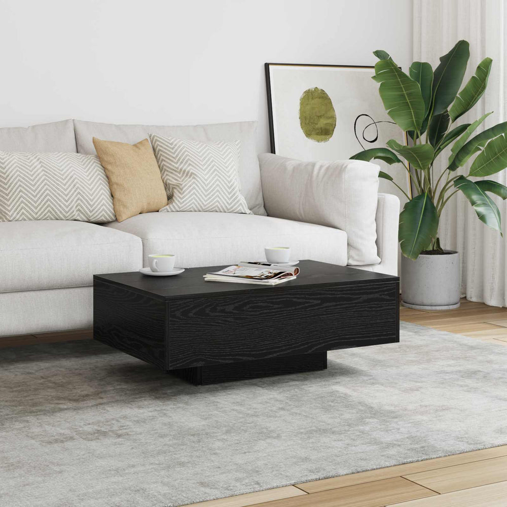Schwarzer Couchtisch Eichenoptik 85x55 cm