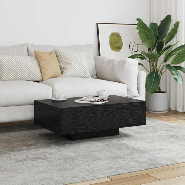 Schwarzer Couchtisch Eichenoptik 85x55 cm