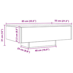 Schwarzer Couchtisch Eichenoptik 85x55 cm