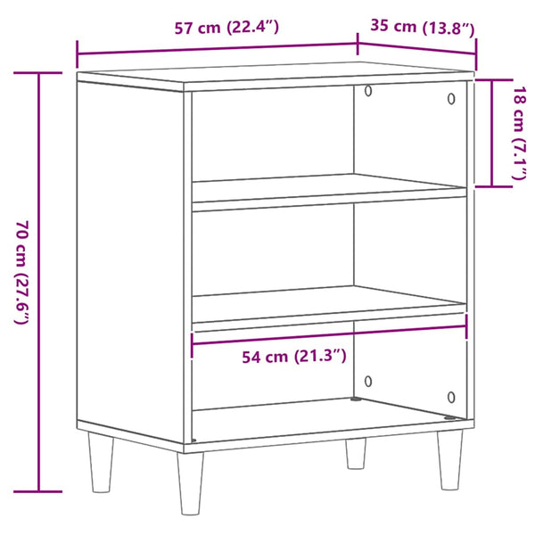 Schwarzes Sideboard Eichenoptik 57 cm
