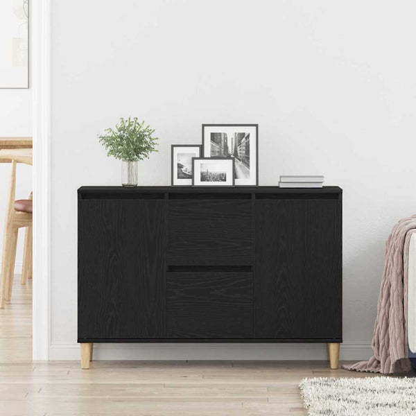 Schwarzes Sideboard mit Schubladen 102 cm