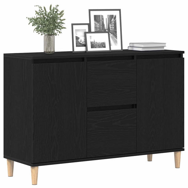 Schwarzes Sideboard mit Schubladen 102 cm