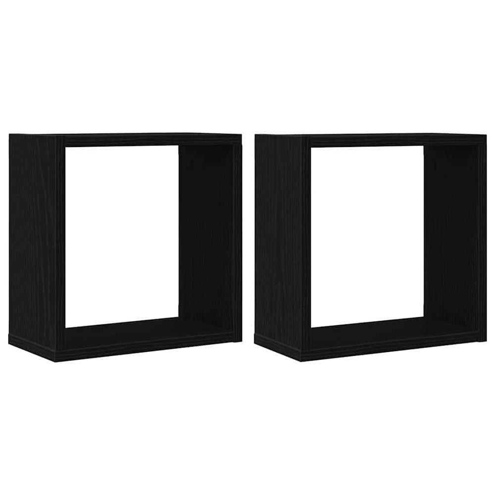 Würfel Wandregale 2er Set, Schwarz Eiche