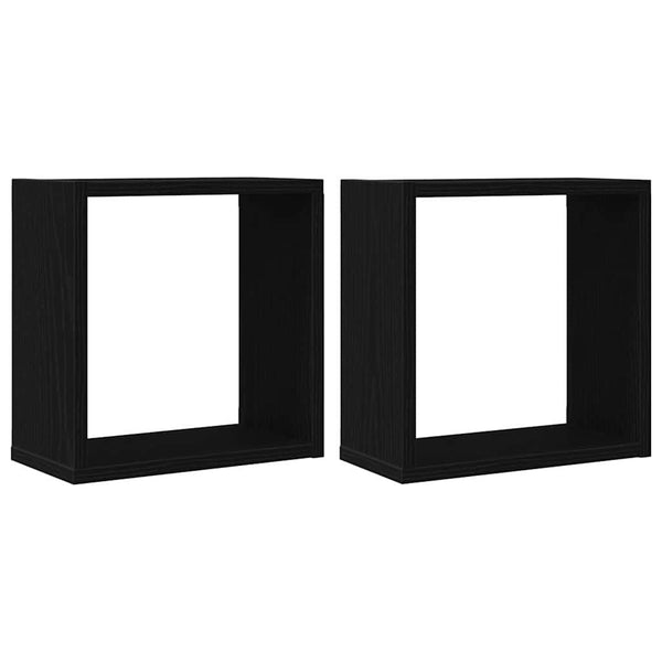 Würfel Wandregale 2er Set, Schwarz Eiche