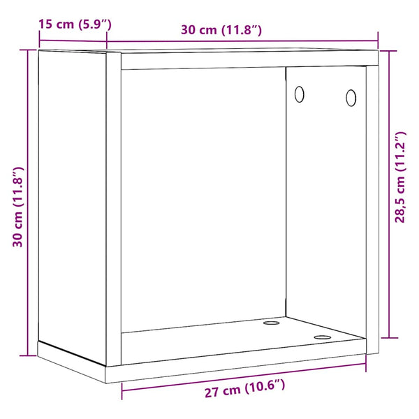 Würfel Wandregale, 4er Set, Eichen-Optik