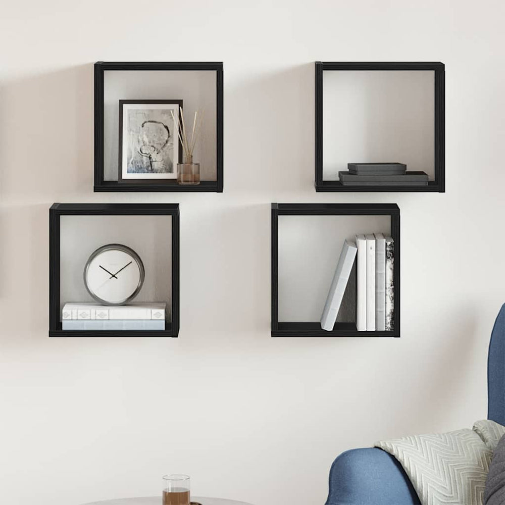 Würfel Wandregale, 4er Set, Eichen-Optik
