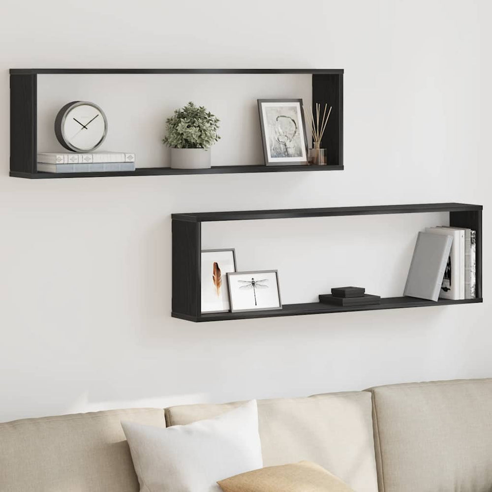 Würfelregale Schwarz Eichen-Optik, 2er Set