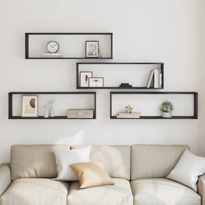 Würfelregale, 4er Set, Eichen-Optik, 100x15x30 cm