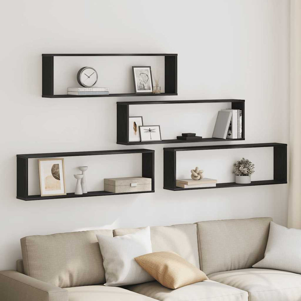 Würfelregale, 4er Set, Eichen-Optik, 100x15x30 cm